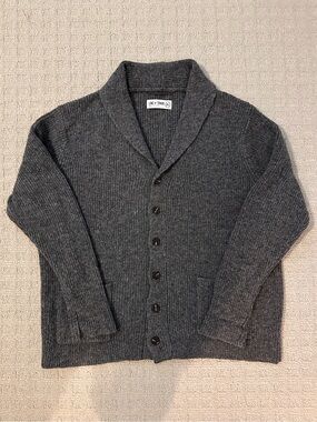 Men's Shawl Collar Ribbed Cardigan - Charcoal Gray